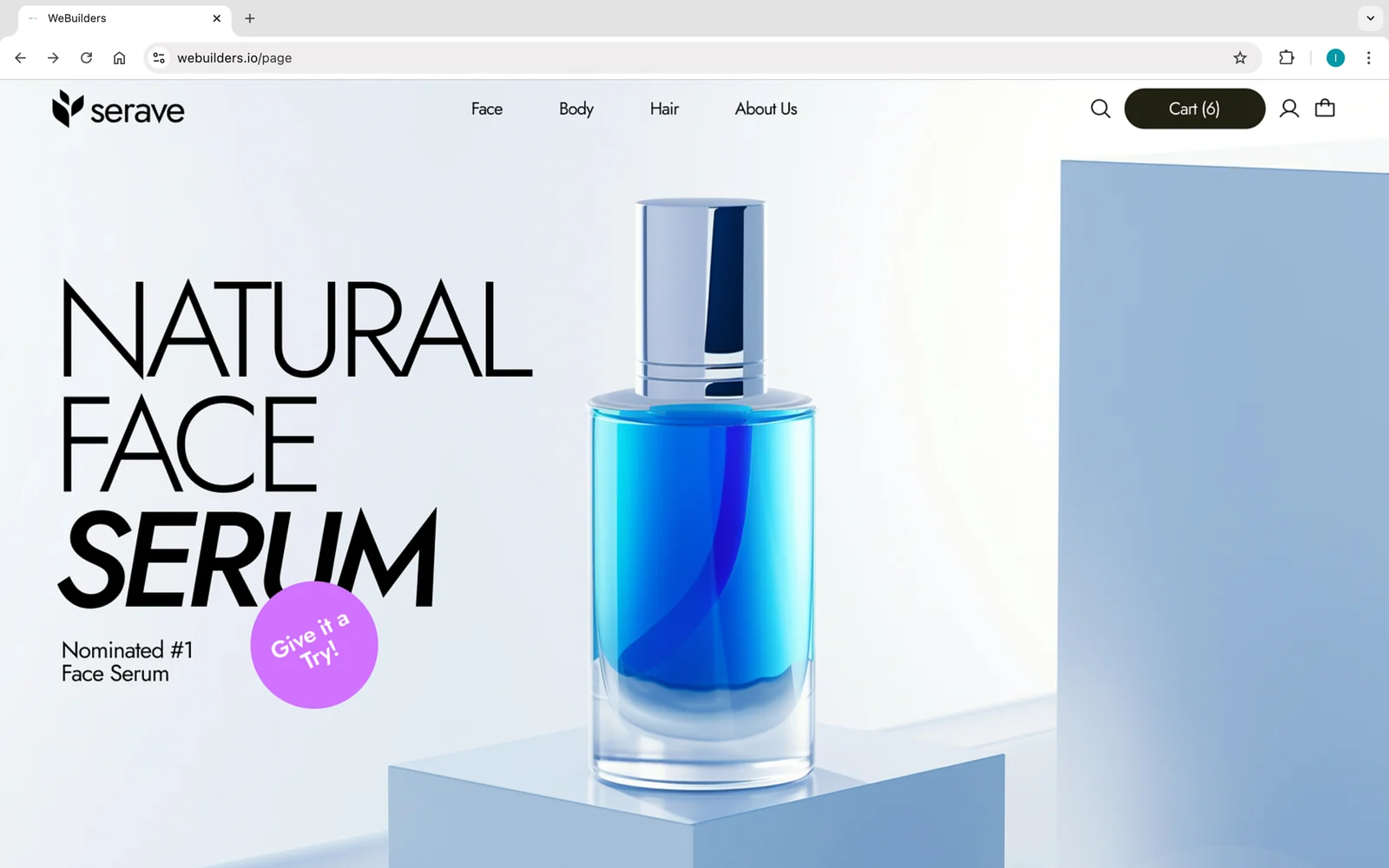 Démo Serave — page produit cosmétique lumineuse